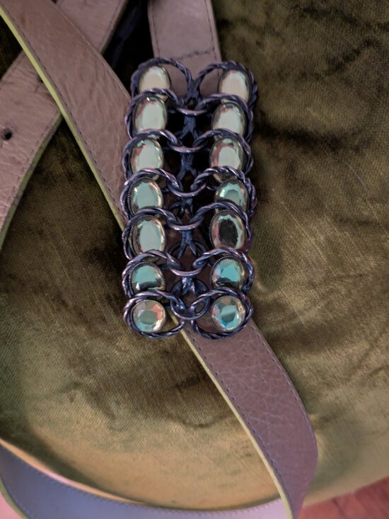 Claudio ORCIANI Vintage design lime green belt w/ green crystals main image 4